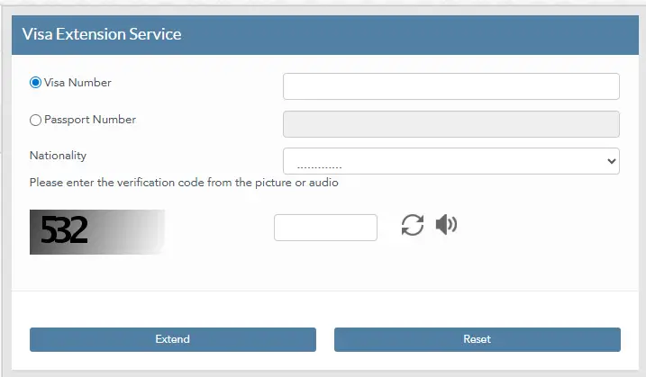 Enter your visa number or passport number and nationality