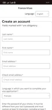 Enter you last name, First name, Email address